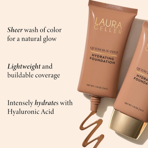 Laura Geller Quench-n-Tint Hydrating Foundation, MEDIUM~DEEP,  BNIB & AUTHENTIC - Picture 5 of 13